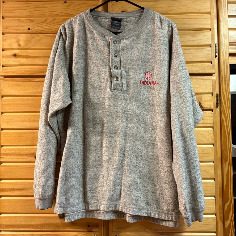PRO EDGE Indiana University Gray Henley Pullover, Size L